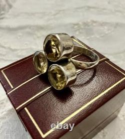 Natural Citrine, Sterling Silver, Large Antique Ring, Unique Design