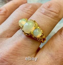 Natural Opal, Gold, Silver, Trilogy Beautiful Antique Ring
