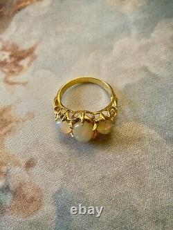Natural Opal, Gold, Silver, Trilogy Beautiful Antique Ring