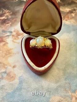 Natural Opal, Gold, Sterling Silver, Beautiful Trilogy Antique Ring