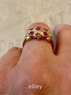 Natural Ruby, Topaz, Gold, Sterling Silver, Very Beautiful Antique Ring