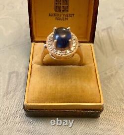 Natural Sapphire, Topaz, Rose Gold/Sterling Silver, Sublime Antique Ring