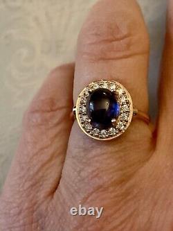 Natural Sapphire, Topaz, Rose Gold/Sterling Silver, Sublime Antique Ring