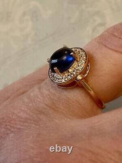 Natural Sapphire, Topaz, Rose Gold/Sterling Silver, Sublime Antique Ring