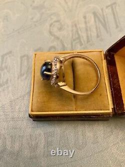 Natural Sapphire, Topaz, Rose Gold/Sterling Silver, Sublime Antique Ring