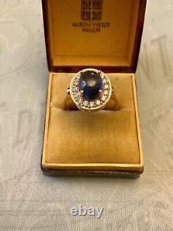 Natural Sapphire, Topaz, Rose Gold/Sterling Silver, Sublime Antique Ring