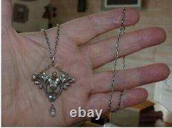 Necklace Antique Art Decoration Silver Solid Wild Boar Stones Of The Rhine 19th