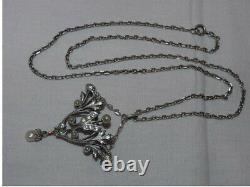 Necklace Antique Art Decoration Silver Solid Wild Boar Stones Of The Rhine 19th