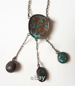 Necklace Neglected Sterling Silver + Turquoises Necklace Silver Old Jewelry