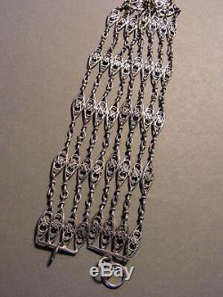 Necklace Old Dog Ras Eoc Nineteenth 4 Rank Silver Filigree Link