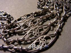 Necklace Old Dog Ras Eoc Nineteenth 4 Rank Silver Filigree Link