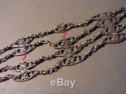 Necklace Old Dog Ras Eoc Nineteenth 4 Rank Silver Filigree Link