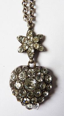 Necklace + Sterling Silver Pendant Heart Of Mary Jewel Old 19th Century Heart