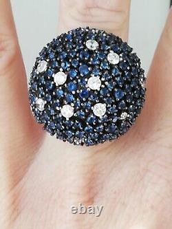 New Designer Vintage Ring in Solid Silver 925 with Tanzanite Stones