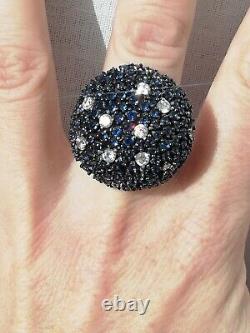 New Designer Vintage Ring in Solid Silver 925 with Tanzanite Stones
