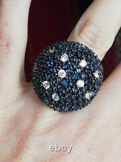 New Designer Vintage Ring in Solid Silver 925 with Tanzanite Stones