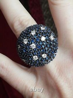 New Designer Vintage Ring in Solid Silver 925 with Tanzanite Stones