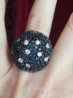 New Designer Vintage Ring in Solid Silver 925 with Tanzanite Stones