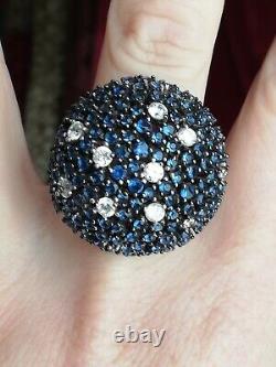 New Designer Vintage Ring in Solid Silver 925 with Tanzanite Stones