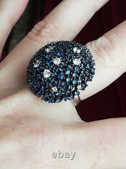 New Designer Vintage Ring in Solid Silver 925 with Tanzanite Stones