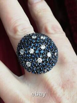 New Designer Vintage Ring in Solid Silver 925 with Tanzanite Stones
