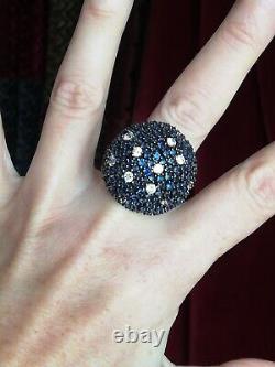 New Designer Vintage Ring in Solid Silver 925 with Tanzanite Stones