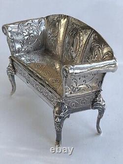 Nice Old Little Banquette Miniature Master's Mailing Poupee Solid Silver