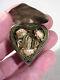 Old Heart Reliquary Silver Relics Paperolles St. Catherine. 18th Century