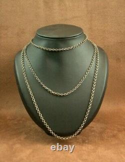 OLD LONG NECKLACE IN SOLID SILVER BEAUTIFUL ORNATE LINKS JASERON WORKED 144cm