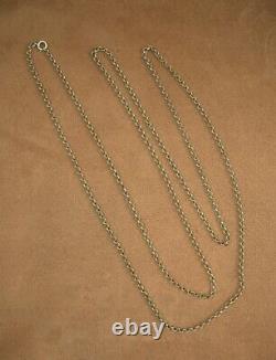 OLD LONG NECKLACE IN SOLID SILVER BEAUTIFUL ORNATE LINKS JASERON WORKED 144cm