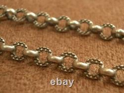 OLD LONG NECKLACE IN SOLID SILVER BEAUTIFUL ORNATE LINKS JASERON WORKED 144cm
