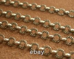 OLD LONG NECKLACE IN SOLID SILVER BEAUTIFUL ORNATE LINKS JASERON WORKED 144cm