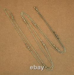 OLD LONG NECKLACE PENDANT in SOLID SILVER BEAUTIFUL ORNAMENTED LINKS 141cm