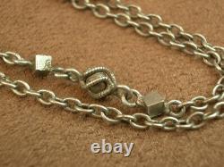 OLD LONG NECKLACE PENDANT in SOLID SILVER BEAUTIFUL ORNAMENTED LINKS 141cm