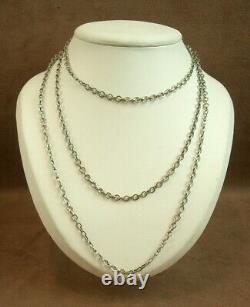 OLD LONG SILVER SAUTOIR NECKLACE with ORNATE LINKS 142cm
