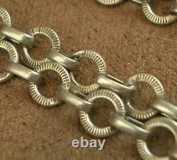 OLD LONG SILVER SAUTOIR NECKLACE with ORNATE LINKS 142cm