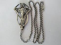 OLD NOUVEAU ART BRONZE SILVERPLATED & SOLID SILVER CHATELAINE 1900 style Mucha