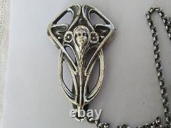 OLD NOUVEAU ART BRONZE SILVERPLATED & SOLID SILVER CHATELAINE 1900 style Mucha
