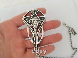 OLD NOUVEAU ART BRONZE SILVERPLATED & SOLID SILVER CHATELAINE 1900 style Mucha