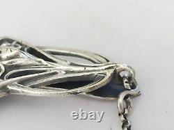 OLD NOUVEAU ART BRONZE SILVERPLATED & SOLID SILVER CHATELAINE 1900 style Mucha