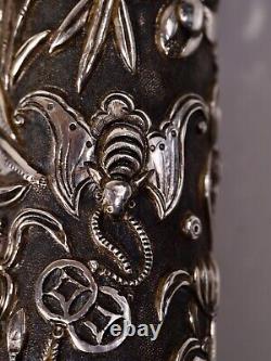 OLD SILVER CANE HANDLE SOLID SILVER-CHINESE UMBRELLA-ASIA-EARLY 20TH CENTURY