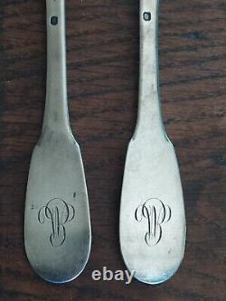 OLD SILVER Solid Spoon + Fork VIEILLARD Hallmarks