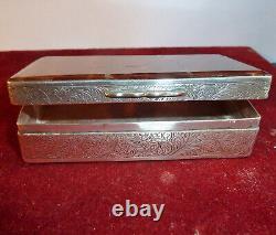 OLD SOLID SILVER BOX AND RED AGATE SMALL ACCIDENT 19th CENTURY PERIOD