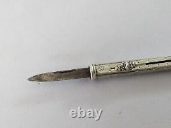 OLD SOLID SILVER MECHANICAL PENCIL & NINETEENTH CENTURY MULTI-FUNCTION PENHOLDER