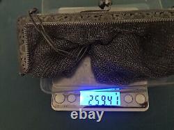 Old 19th Century Solid Silver Mesh Bag 259g Hallmarked