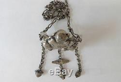 Old And Beautiful Silver Pendant Frog Divinity 19th China Chinese