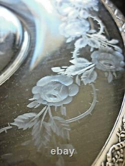 Old Appearance Plate Cristal Grave Silver Massif, Xixeme, Roses, Roses