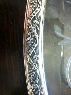 Old Appearance Plate Cristal Grave Silver Massif, Xixeme, Roses, Roses