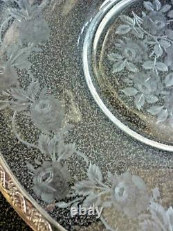 Old Appearance Plate Cristal Grave Silver Massif, Xixeme, Roses, Roses