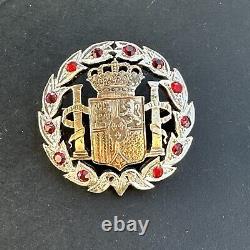 Old Art Deco Solid Silver Brooch with Spanish Currency Coins
